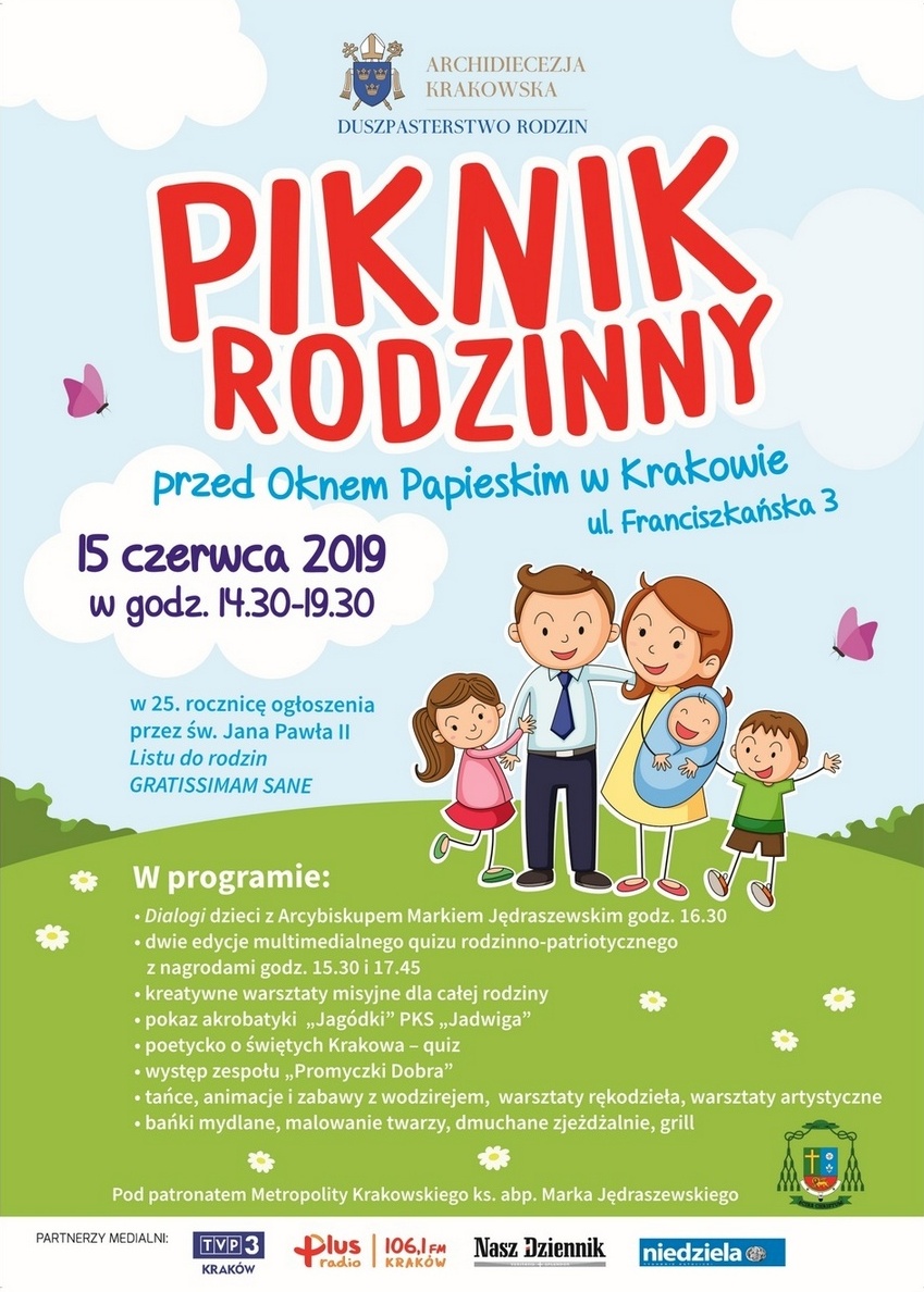 II Piknik Rodzinny przed Oknem Papieskim w Krakowie - 15 czerwca 2019 - Zaproszenie